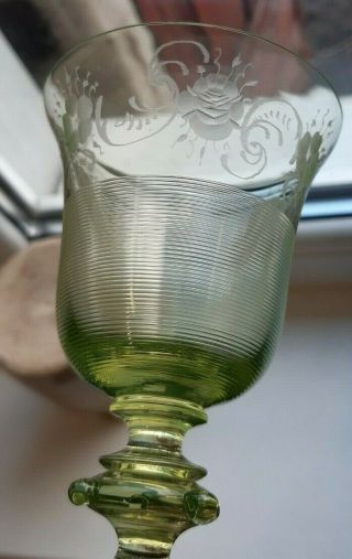 Uranium Depression Vaseline Glas Wine Glass Europe Early 20th Century