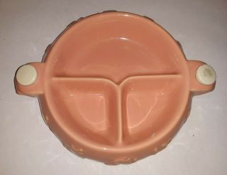 Vintage Ceramic Pottery Baby Food Warming Dish Bowl,  Holes For Warm Water On Side