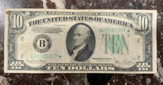 Star Note 1934 D 10 Dollar Bill.