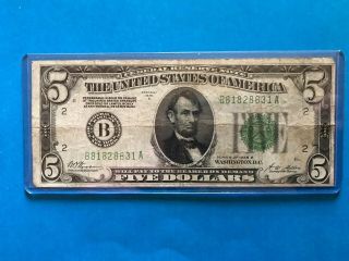 1928 B $5 Five Dollar Gold On Demand, ,  C/s