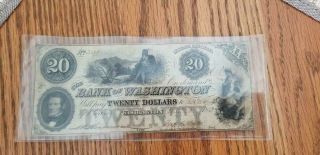 North Carolina Bank Of Washington $20 Of December 6 1852 Serial 3491 Nc