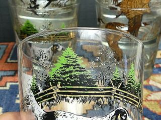 Set Of 8 Vintage Libby Old Fashioned Cocktail Glasses - Flying Geese Hunting Dog 2