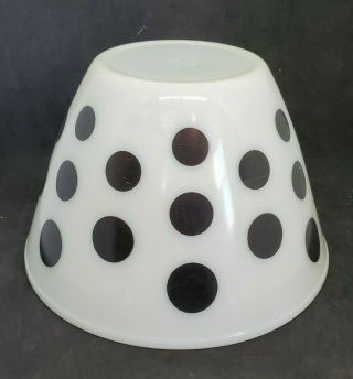 Vintage 9.  5 " Fire King Black Polka Dot Mixing Bowl Oven Ware Milk Glass White