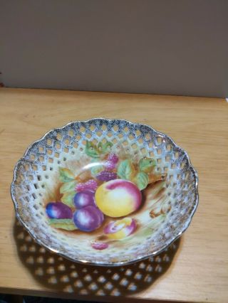 Vintage Lefton Occupied Japan Hand Painte Plums And Grapes Lattice Edged Dish