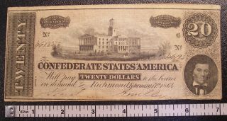 1864 T - 67 Csa Confederate States $20 Banknote 2 - 17 - 1864 Richmond