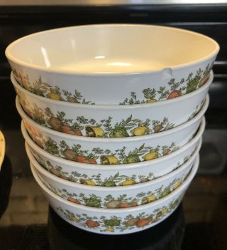 Vintage Centura By Corning Spice Of Life 6 Bowls 5.  5 "