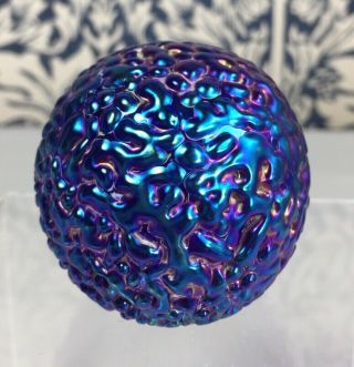 Glasform John Ditchfield Iridescent Cobalt Blue Glass Urchin Paperweight