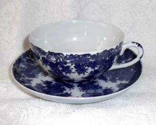 Vintage Flow Blue Tea Cup and Saucer 2