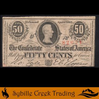 T - 63 1863.  50 Cent Confederate Currency Civil War Bill 82024 - P