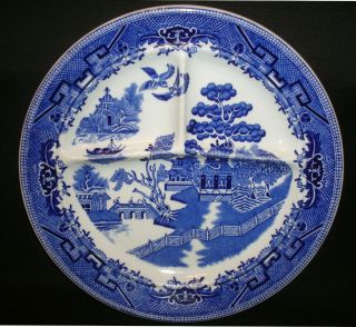 Vintage Shenango China Castle Pa Blue Willow Restaurant Ware Divided Plate