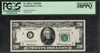 1969 $20 Federal Reserve Note,  Fr.  2067 - C Pcgs Choice About 58ppq C01269996a