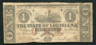 1862 $1 The State Of Louisiana Baton Rouge,  La Obsolete Currency Note