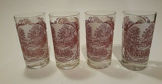 Memory Lane Royal China Pink Red 6 Ounce Juice Glasses 4.  5 " Tall