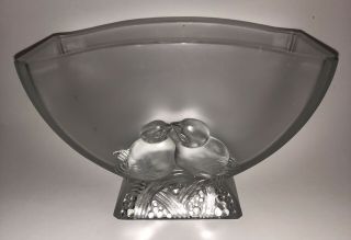 VERLYS Vase,  Clear with Satin Finish Lovebirds Vintage 1930 ' s 2