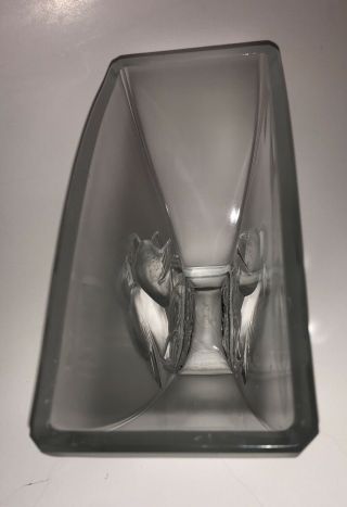 VERLYS Vase,  Clear with Satin Finish Lovebirds Vintage 1930 ' s 3