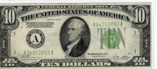 Series 1928 B Green Seal Federal Reserve Ten Dollars $10 Note