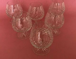 Set Of 6 Bohemian Crystal Etched Brandy Snifters 4 - 1/2 "