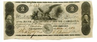 1862 $2 Charleston,  South Carolina Bank Of The State.