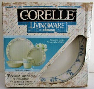 Vintage Corelle Livingware In The Box First Of Spring 16 Piece Set For 4