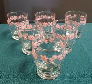 Set Of 6 Rare Pyrex Pink Gooseberry Juice Tumblers Glasses 4 Oz