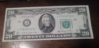 1981 A $20 Dollar Bill Federal Reserve Of Kansas City J77976712a
