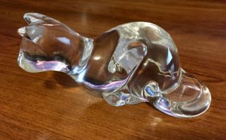 Vintage Baccarat France Crystal Cat Kitten Paperweight Sculpture