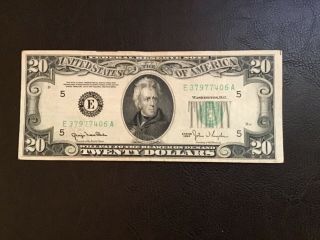 1963 A Twenty $20 Dollar Federal Reserve Note Old Money U.  S.  Currency