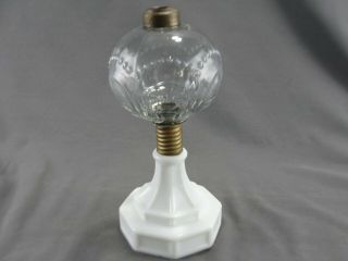 Antique Kerosene Oil Lamp Milk Sandwich Glass Base Eapg Pressed Glass