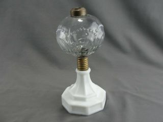 Antique Kerosene Oil Lamp Milk Sandwich Glass Base EAPG Pressed Glass 2