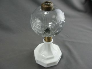 Antique Kerosene Oil Lamp Milk Sandwich Glass Base EAPG Pressed Glass 3