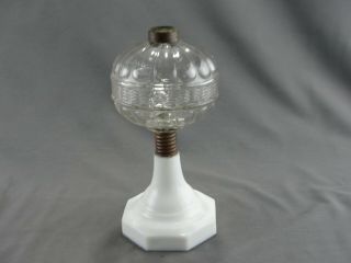 Large Antique Kerosene Oil Lamp Milk Sandwich Glass Base Eapg Pressed Glass