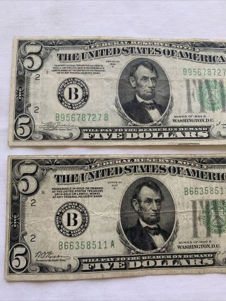2 1928 B 1934 B $5 Federal Reserve Note 2