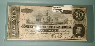 Confederate Twenty Dollar Bill 20