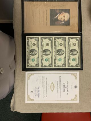 2003 Uncut 2 Dollar Bills Sheet of 4 with Thomas Jefferson Print and. 2