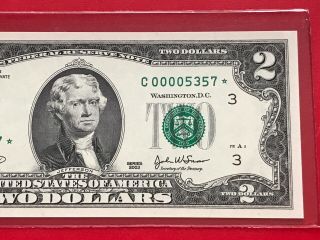 Fancy Serial Number $2 Dollar Star Note 2003 Philadelphia Low 0000.  Gem