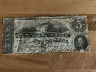 Confederate Currency 1863 Five Dollars T - 60