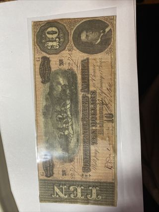US PAPER MONEY CONFEDERATE $10 DOLLAR BILL 1864 RICHMOND,  VA 2