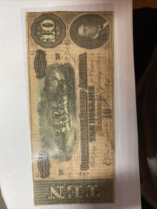 US PAPER MONEY CONFEDERATE $10 DOLLAR BILL 1864 RICHMOND,  VA 3