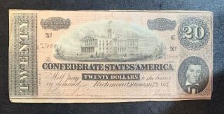 1864 Twenty Dollars ($20) Banknote - Confederate States Of America Richmond