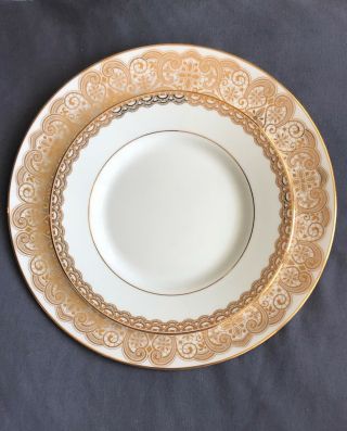 Waterford Lismore Lace Gold 2 Plates Accent Salad & Bread Plate Dinnerware