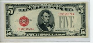 1928 F 5 Dollar Us Note Red Seal Fr1531 878