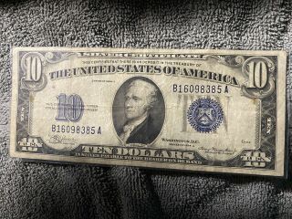Us Paper Money 1934 Silver Certificate $10 Dollar Bill