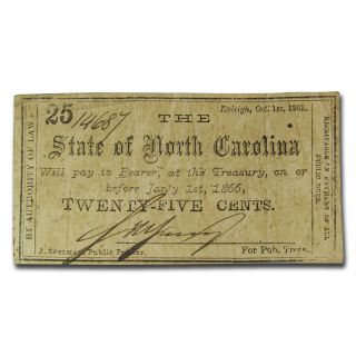 1861 The State Of North Carolina $0.  25 Fine - Sku 218743