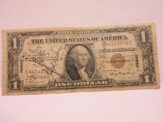 1935a $1 One Dollar Hawaii Silver Certificate Old 1940s Ww2 Autograph Names