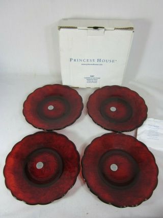 Princess House Fantasia Ruby Luncheon Plates - Set Of 4 8 " 5267