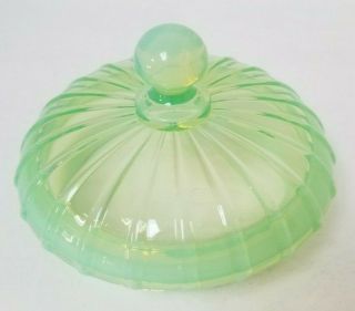 RARE 1920 ' s Fenton GREEN RIB OPTIC OPALESCENT Lid only (for Pitcher) 2