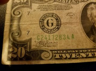 US 1934 A $20 DOLLAR BILL FRN FEDERAL RESERVE NOTE CHICAGO G24172834 A 3