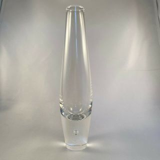 Steuben Clear Crystal Signed Art Glass Teardrop/bubble Bud Vase