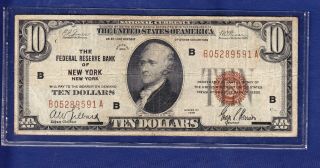 1929 $10 National Currency (the Federal Bank Of York) Brown Seal