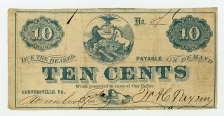 1862 10c W.  H.  Paxson - Carversville,  Pennsylvania Merchant Scrip Civil War Era
